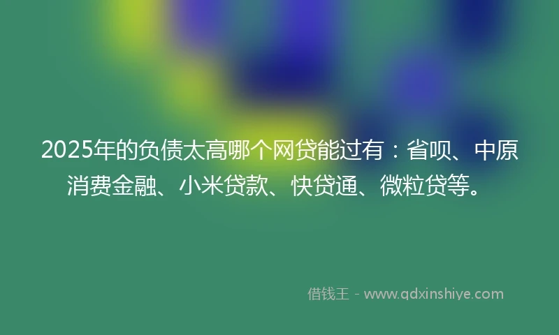 2025年的负债太高哪个网贷能过有:省呗、中原消费金融、小米贷款、快贷通、微粒贷等。