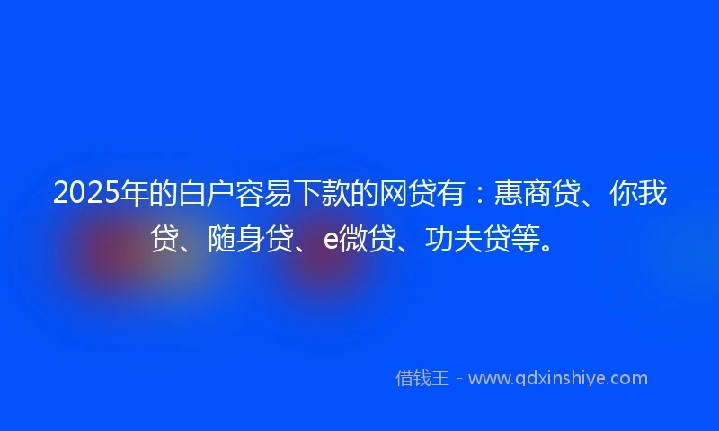 2025年的白户容易下款的网贷有：惠商贷、你我贷、随身贷、e微贷、功夫贷等。