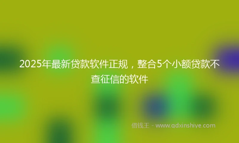 2025年最新贷款软件正规，整合5个小额贷款不查征信的软件