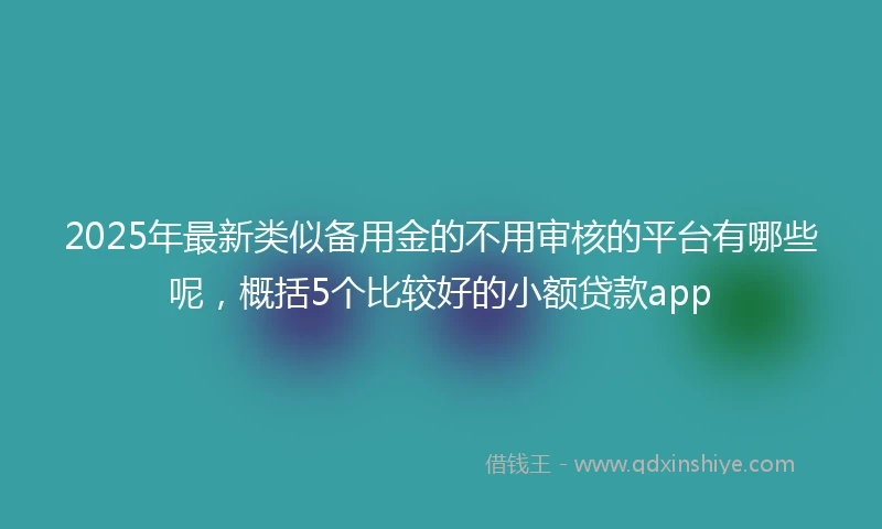 2025年最新类似备用金的不用审核的平台有哪些呢，概括5个比较好的小额贷款app