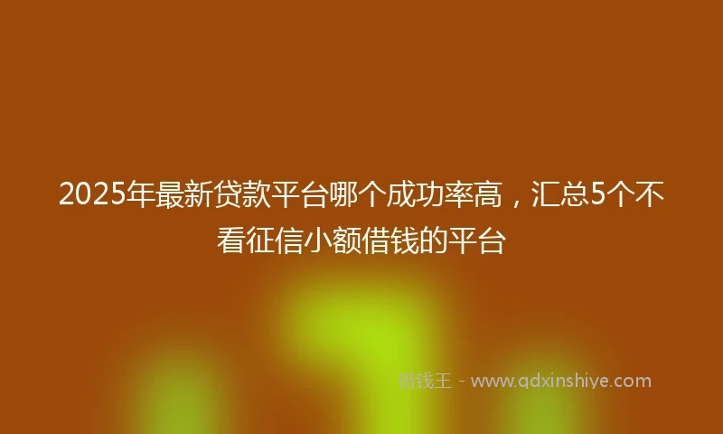 2025年最新贷款平台哪个成功率高，汇总5个不看征信小额借钱的平台