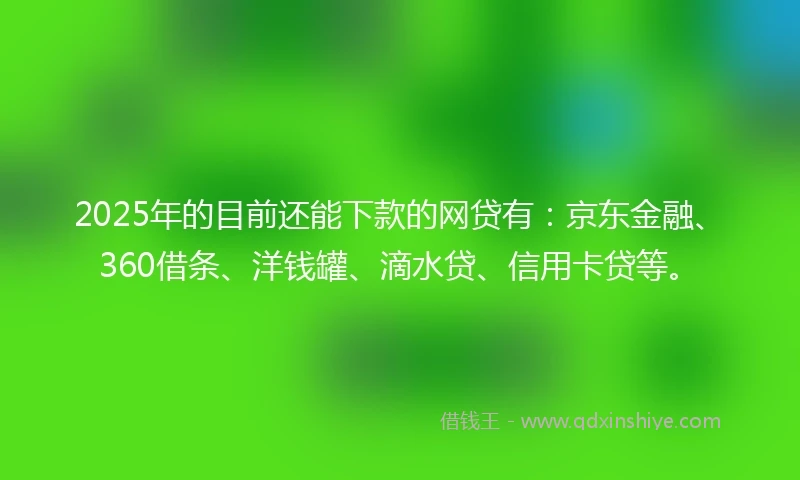 2025年的目前还能下款的网贷有：京东金融、360借条、洋钱罐、滴水贷、信用卡贷等。