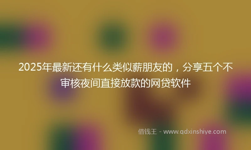 2025年最新还有什么类似薪朋友的，分享五个不审核夜间直接放款的网贷软件