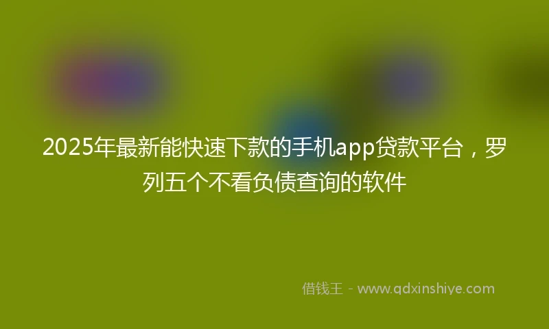 2025年最新能快速下款的手机app贷款平台，罗列五个不看负债查询的软件