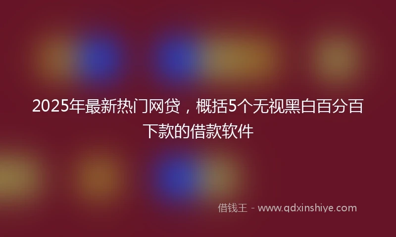 2025年最新热门网贷，概括5个无视黑白百分百下款的借款软件