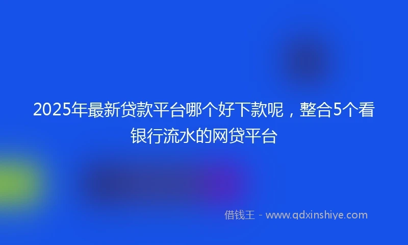 2025年最新贷款平台哪个好下款呢，整合5个看银行流水的网贷平台