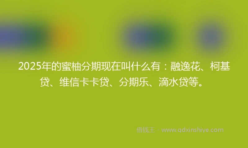 2025年的蜜柚分期现在叫什么有：融逸花、柯基贷、维信卡卡贷、分期乐、滴水贷等。