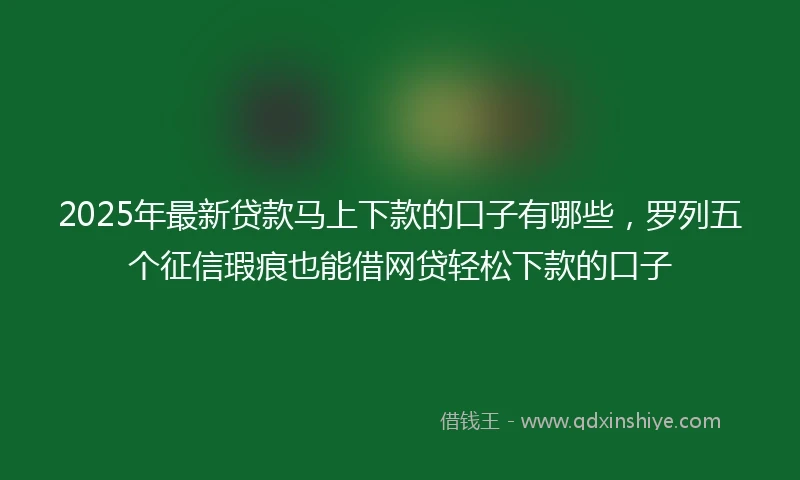 2025年最新贷款马上下款的口子有哪些，罗列五个征信瑕疵也能借网贷轻松下款的口子