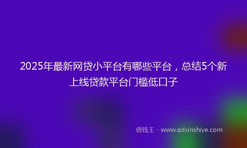 2025年最新网贷小平台有哪些平台，总结5个新上线贷款平台门槛低口子