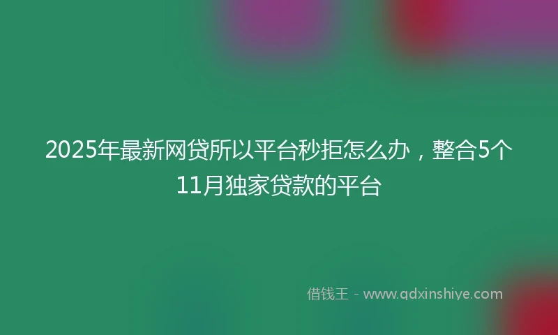 2025年最新网贷所以平台秒拒怎么办，整合5个11月独家贷款的平台