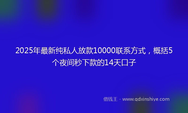 2025年最新纯私人放款10000联系方式，概括5个夜间秒下款的14天口子