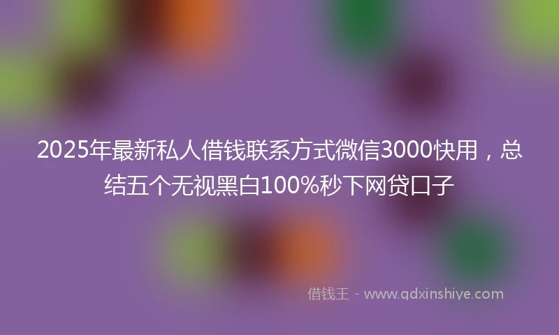 2025年最新私人借钱联系方式微信3000快用，总结五个无视黑白100%秒下网贷口子