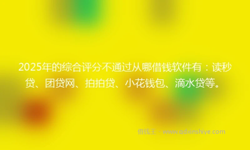 2025年的综合评分不通过从哪借钱软件有:读秒贷、团贷网、拍拍贷、小花钱包、滴水贷等。