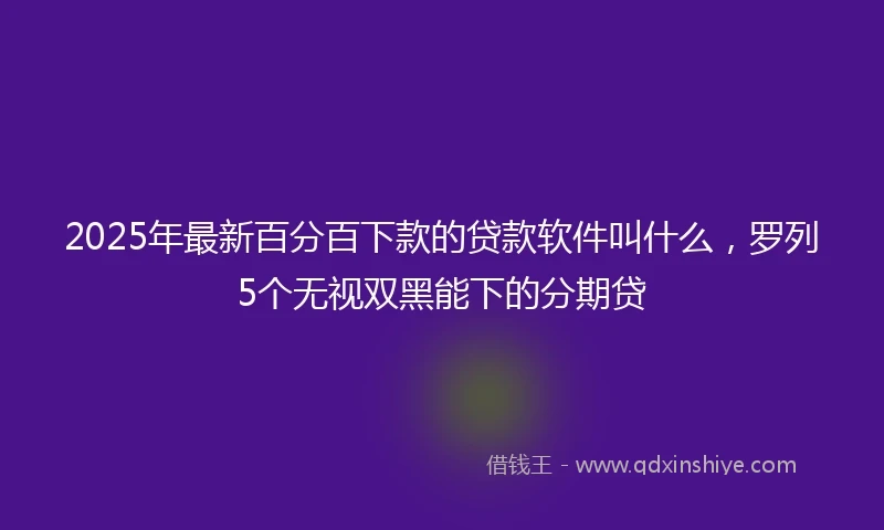2025年最新百分百下款的贷款软件叫什么，罗列5个无视双黑能下的分期贷