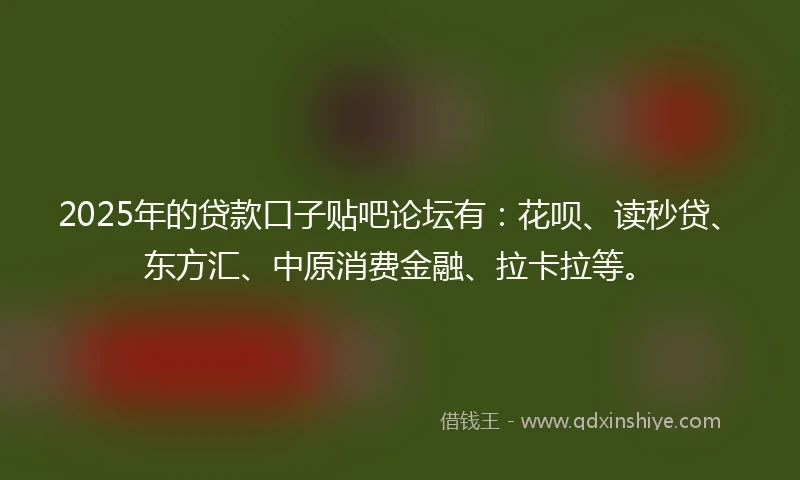 2025年的贷款口子贴吧论坛有：花呗、读秒贷、东方汇、中原消费金融、拉卡拉等。