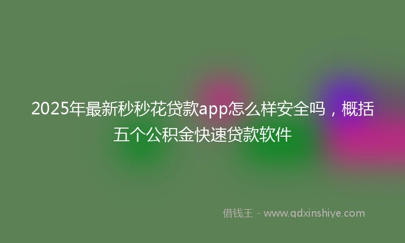 2025年最新秒秒花贷款app怎么样安全吗，概括五个公积金快速贷款软件