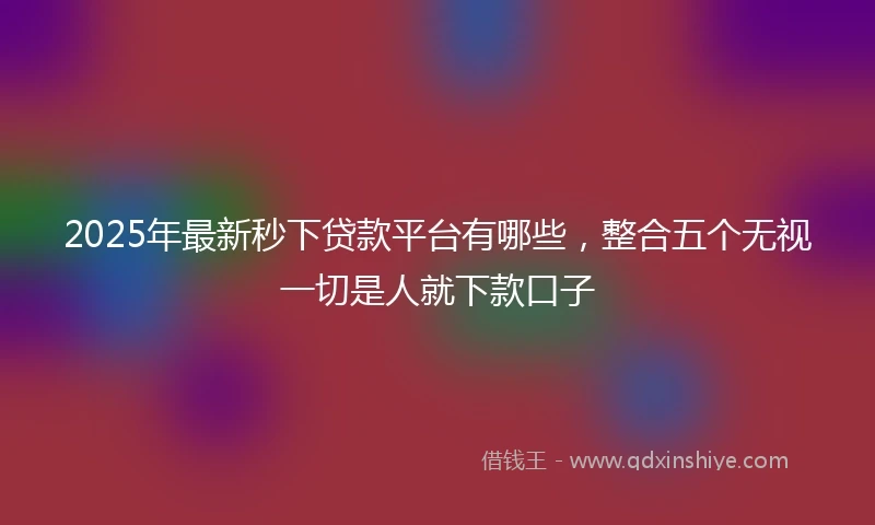 2025年最新秒下贷款平台有哪些，整合五个无视一切是人就下款口子