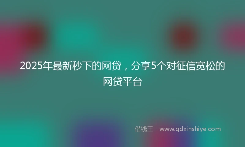 2025年最新秒下的网贷，分享5个对征信宽松的网贷平台