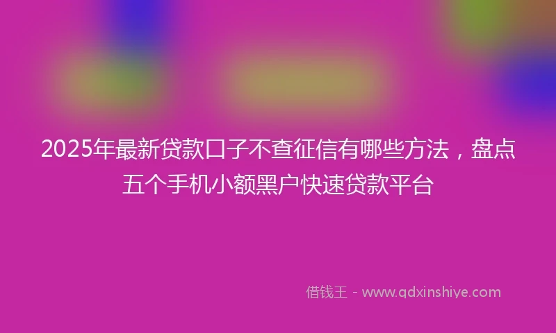 2025年最新贷款口子不查征信有哪些方法，盘点五个手机小额黑户快速贷款平台