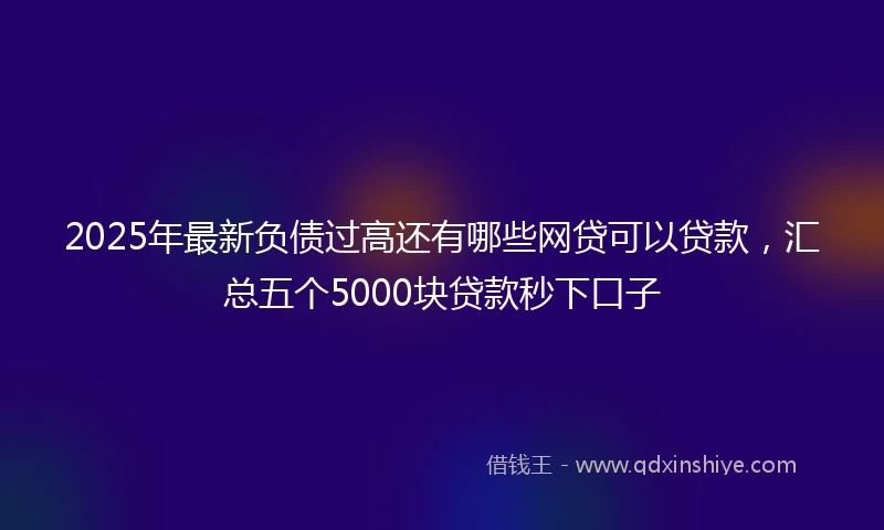2025年最新负债过高还有哪些网贷可以贷款，汇总五个5000块贷款秒下口子