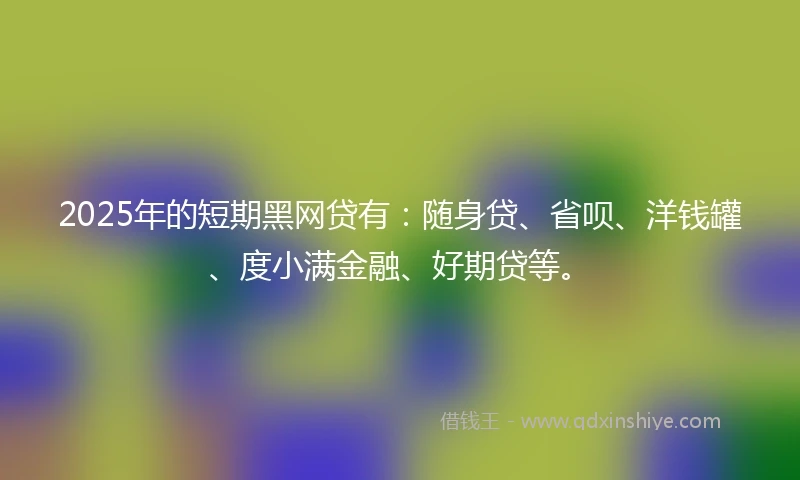 2025年的短期黑网贷有：随身贷、省呗、洋钱罐、度小满金融、好期贷等。