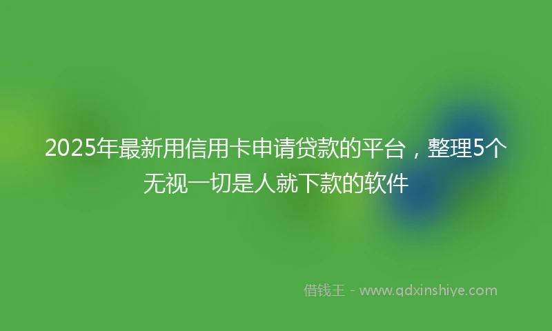 2025年最新用信用卡申请贷款的平台，整理5个无视一切是人就下款的软件