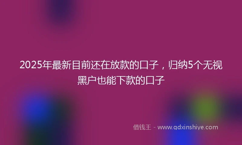 2025年最新目前还在放款的口子，归纳5个无视黑户也能下款的口子
