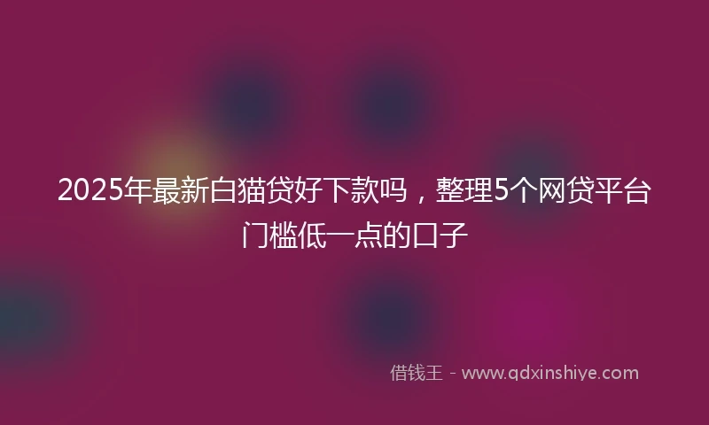 2025年最新白猫贷好下款吗，整理5个网贷平台门槛低一点的口子