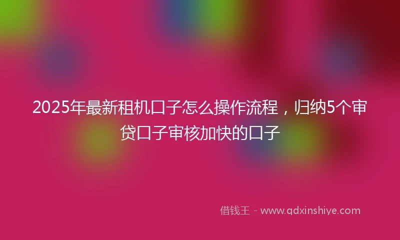 2025年最新租机口子怎么操作流程，归纳5个审贷口子审核加快的口子