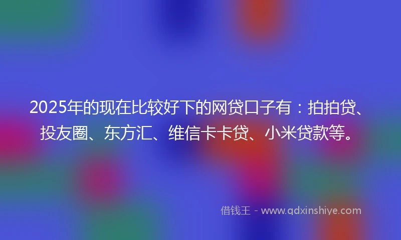 2025年的现在比较好下的网贷口子有：拍拍贷、投友圈、东方汇、维信卡卡贷、小米贷款等。