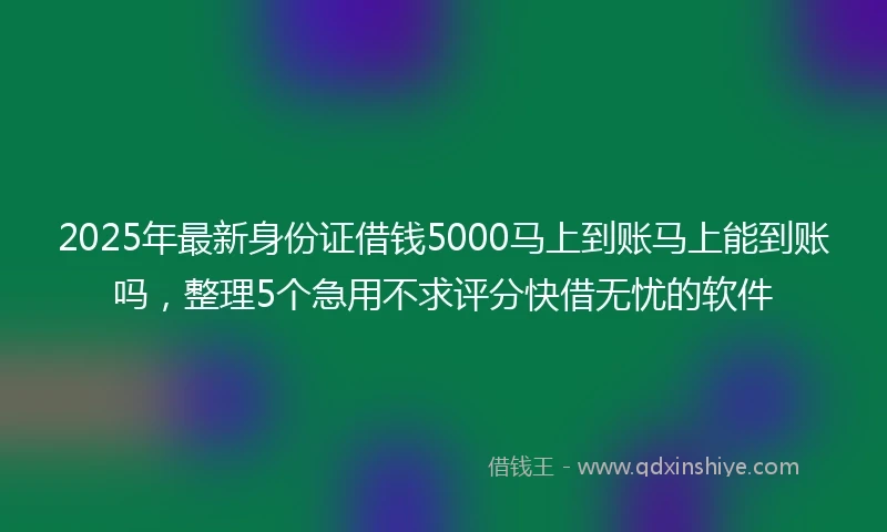2025年最新身份证借钱5000马上到账马上能到账吗，整理5个急用不求评分快借无忧的软件