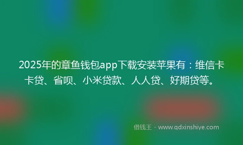 2025年的章鱼钱包app下载安装苹果有：维信卡卡贷、省呗、小米贷款、人人贷、好期贷等。