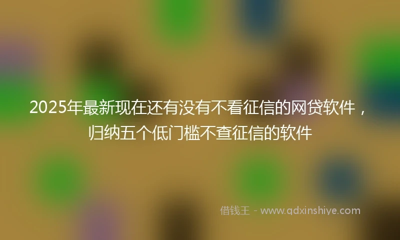 2025年最新现在还有没有不看征信的网贷软件，归纳五个低门槛不查征信的软件