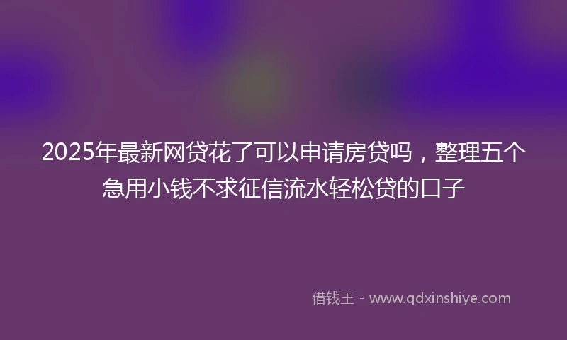 2025年最新网贷花了可以申请房贷吗，整理五个急用小钱不求征信流水轻松贷的口子