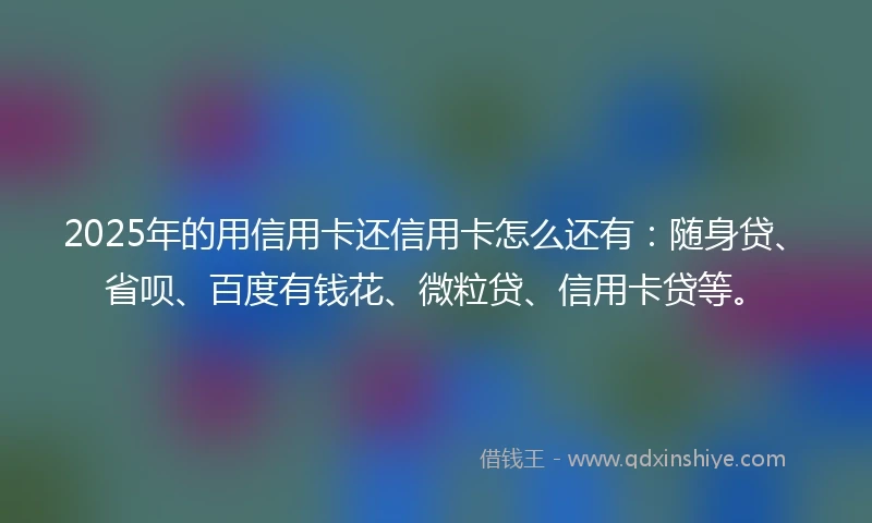 2025年的用信用卡还信用卡怎么还有：随身贷、省呗、百度有钱花、微粒贷、信用卡贷等。