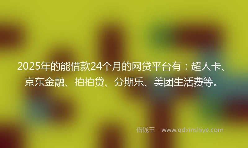 2025年的能借款24个月的网贷平台有：超人卡、京东金融、拍拍贷、分期乐、美团生活费等。