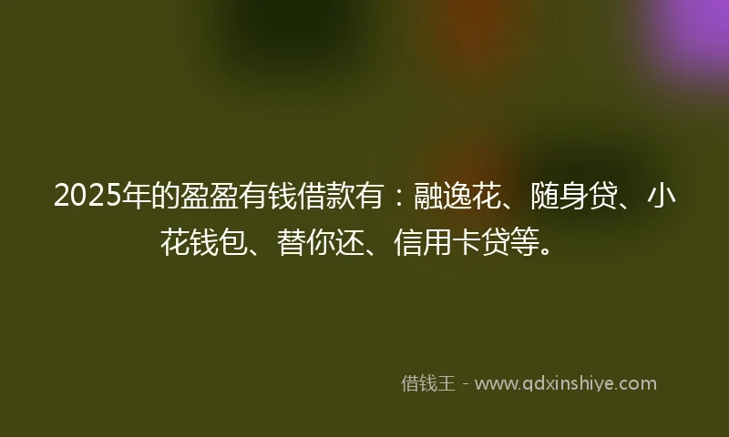 2025年的盈盈有钱借款有：融逸花、随身贷、小花钱包、替你还、信用卡贷等。