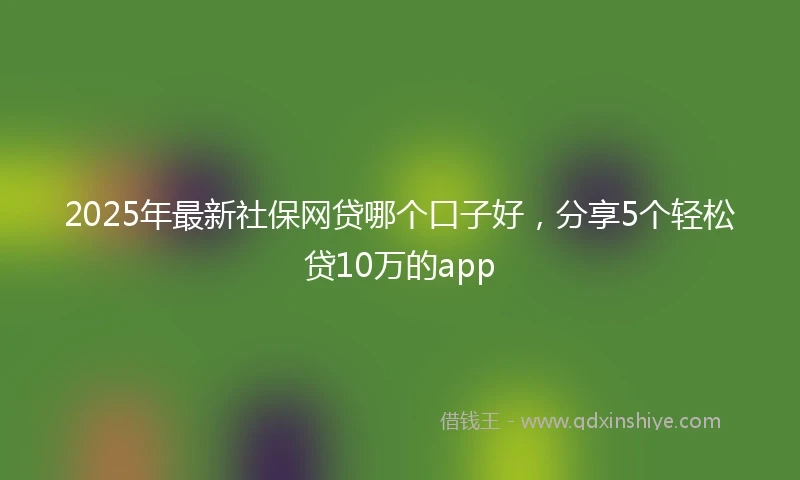 2025年最新社保网贷哪个口子好，分享5个轻松贷10万的app