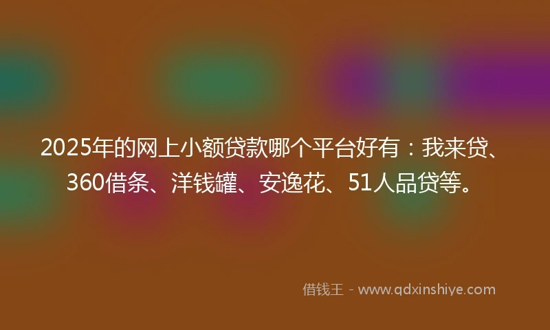 2025年的网上小额贷款哪个平台好有：我来贷、360借条、洋钱罐、安逸花、51人品贷等。