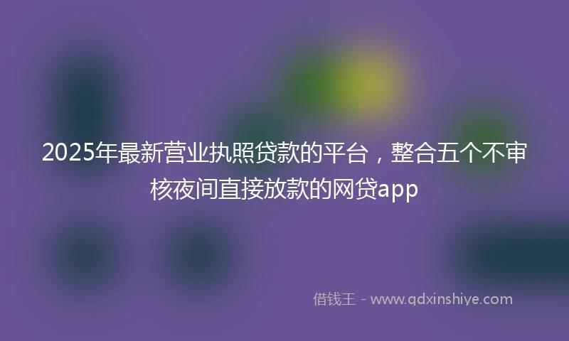 2025年最新营业执照贷款的平台，整合五个不审核夜间直接放款的网贷app