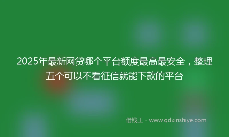 2025年最新网贷哪个平台额度最高最安全，整理五个可以不看征信就能下款的平台