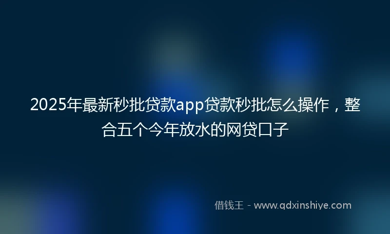 2025年最新秒批贷款app贷款秒批怎么操作，整合五个今年放水的网贷口子