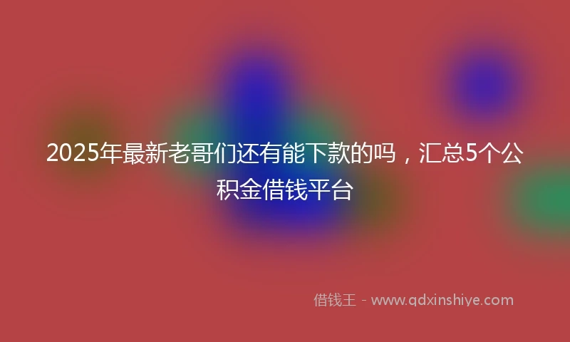 2025年最新老哥们还有能下款的吗，汇总5个公积金借钱平台