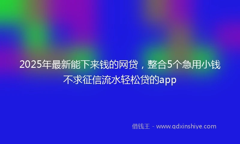 2025年最新能下来钱的网贷，整合5个急用小钱不求征信流水轻松贷的app