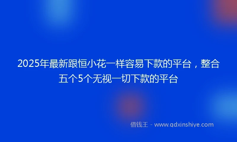 2025年最新跟恒小花一样容易下款的平台，整合五个5个无视一切下款的平台
