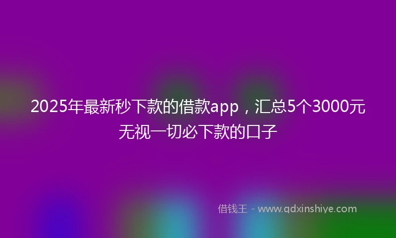 2025年最新秒下款的借款app，汇总5个3000元无视一切必下款的口子