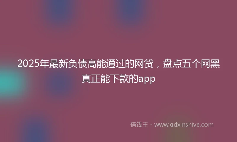 2025年最新负债高能通过的网贷，盘点五个网黑真正能下款的app