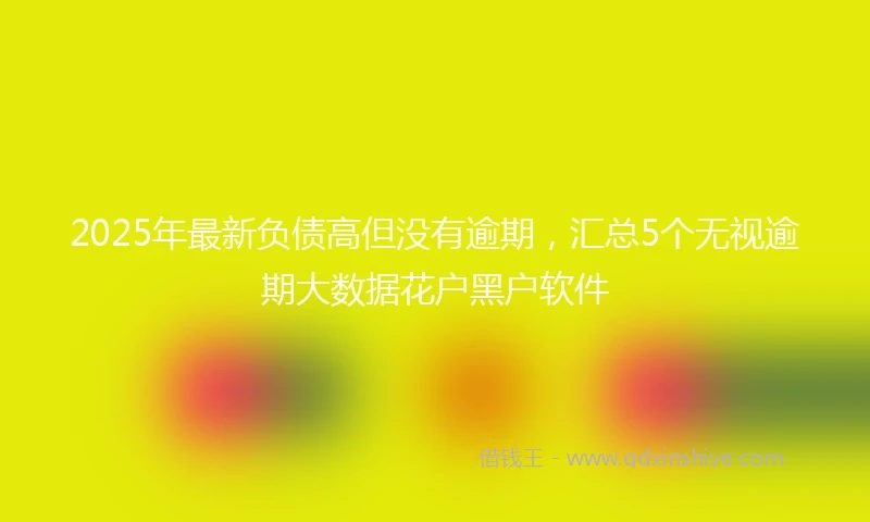 2025年最新负债高但没有逾期，汇总5个无视逾期大数据花户黑户软件