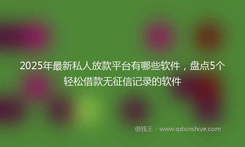 2025年最新私人放款平台有哪些软件，盘点5个轻松借款无征信记录的软件