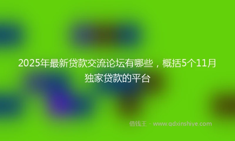 2025年最新贷款交流论坛有哪些，概括5个11月独家贷款的平台
